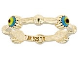 Blue Glass Evil Eye 18k Yellow Gold Over Sterling Silver Ring