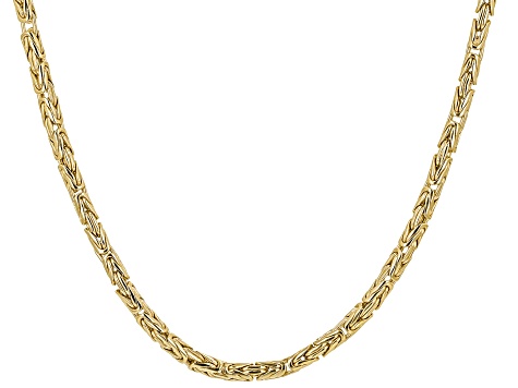 2.5mm 18k Yellow Gold Over Sterling Silver 30" Byzantine Necklace