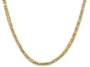 2.5mm 18k Yellow Gold Over Sterling Silver 30" Byzantine Necklace