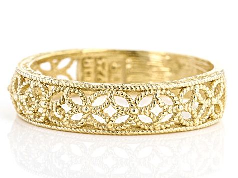 18k Yellow Gold Over Sterling Silver Filigree Band Ring