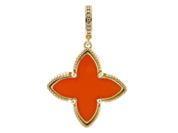 Picture of Orange Enamel 18k Yellow Gold Over Sterling Silver Pendant