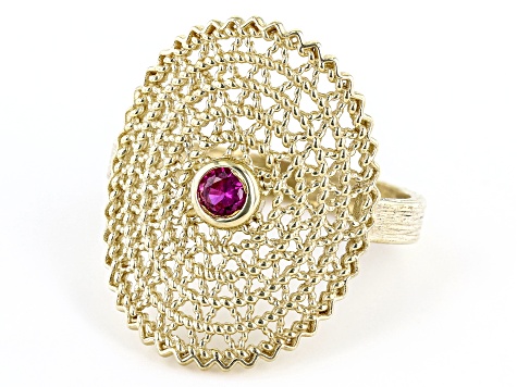 Red Lab Created Ruby 18k Yellow Gold Over Sterling Silver Ring .07ct