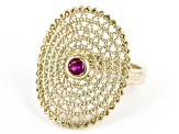 Red Lab Created Ruby 18k Yellow Gold Over Sterling Silver Ring .07ct