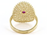 Red Lab Created Ruby 18k Yellow Gold Over Sterling Silver Ring .07ct