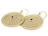 Red Lab Created Ruby 18k Yellow Gold Over Sterling Silver Earrings .15ctw
