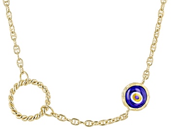 Picture of Blue Crystal Evil Eye 18k Yellow Gold Over Sterling Silver Mariner Necklace
