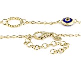 Blue Crystal Evil Eye 18k Yellow Gold Over Sterling Silver Mariner Necklace