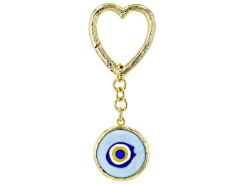 Picture of Gold Tone Evil Eye and Heart Shaped Key Chain