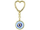 Gold Tone Evil Eye and Heart Shaped Key Chain