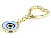 Gold Tone Evil Eye and Heart Shaped Key Chain