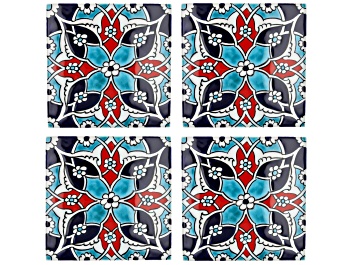 Picture of Multi-Color Set of Four Ceramic Coasters