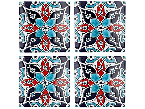 Multi-Color Set of Four Ceramic Coasters