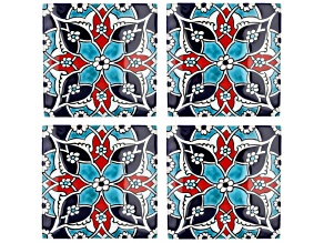 Multi-Color Set of Four Ceramic Coasters