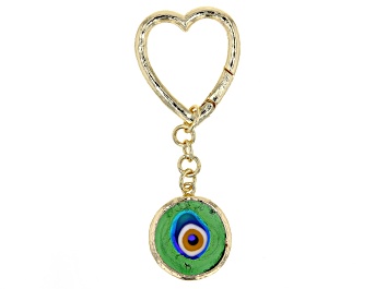 Picture of Green Crystal Evil Eye Gold-Tone Key Chain