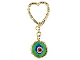 Green Crystal Evil Eye Gold-Tone Key Chain