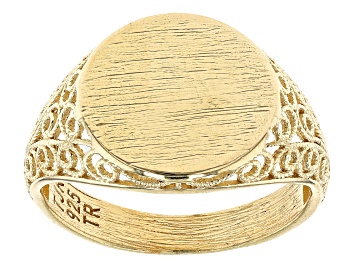 Picture of 18k Yellow Gold Over Sterling Silver Signet Ring