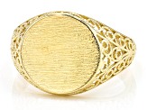 18k Yellow Gold Over Sterling Silver Signet Ring