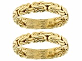 18k Yellow Gold Over Sterling Silver Set of 2 Byzantine Rings