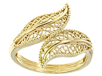Picture of 18k Yellow Gold Over Sterling Silver Leaf Bypass Ring