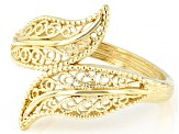 18k Yellow Gold Over Sterling Silver Leaf Bypass Ring
