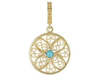 Picture of Blue Turquoise 18k Yellow Gold Over Sterling Silver Enhancer