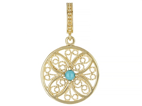 Blue Turquoise 18k Yellow Gold Over Sterling Silver Enhancer