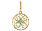 Blue Turquoise 18k Yellow Gold Over Sterling Silver Enhancer
