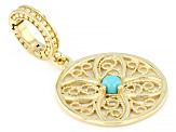 Blue Turquoise 18k Yellow Gold Over Sterling Silver Enhancer