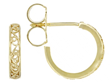 Picture of 18k Yellow Gold Over Sterling Silver Hoop Filigree Earrings