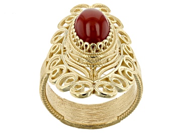 Picture of Carnelian 18k Yellow Gold Over Sterling Silver Ring