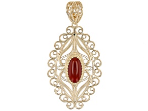 Oval Carnelian 18k Yellow Gold Over Sterling Silver Enhancer
