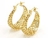 18k Yellow Gold Over Sterling Silver Dome Hoop Earrings