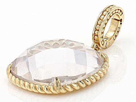 Clear Quartz With Underlay 18k Yellow Gold Over Sterling Silver Enhancer