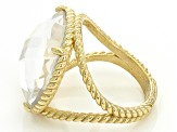 Clear Quartz With Underlay 18k Yellow Gold Over Sterling Silver Ring