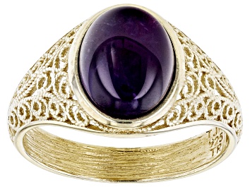 Picture of Oval Amethyst 18k Yellow Gold Over Sterling Silver Ring