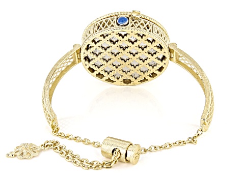Red Mother of Pearl 18k Yellow Gold Over Bronze with White Cubic Zirconia Dial Watch 1.15ct