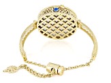 Red Mother of Pearl 18k Yellow Gold Over Bronze with White Cubic Zirconia Dial Watch 1.15ct