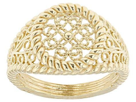 18k Gold Over Sterling Silver Filigree Band Ring