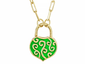 Artisan Collection of Turkey™ Green Enamel 18k Yellow Gold Over Sterling Silver Necklace