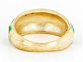 Green Enamel 18k Yellow Gold Over Sterling Silver Band Ring