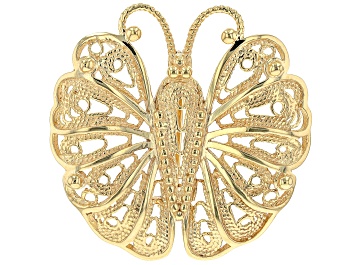 Picture of 18k Yellow Gold Over Sterling Silver Butterfly Brooch