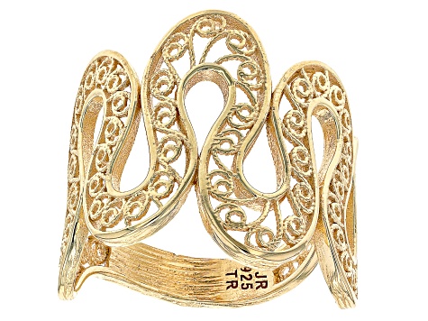 18k Yellow Gold Over Sterling Silver Snake Ring