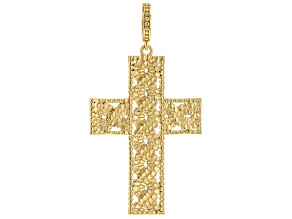 18k Yellow Gold Over Sterling Silver Cross Pendant