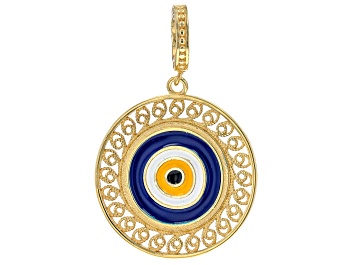 Picture of 18k Yellow Gold Over Sterling Silver Evil Eye Pendant