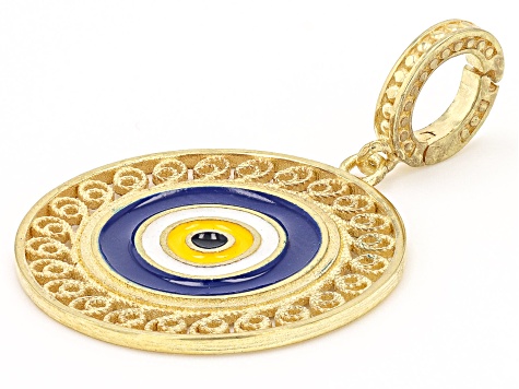 18k Yellow Gold Over Sterling Silver Evil Eye Pendant