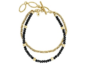 Black Spinel 18k Yellow Gold Over Sterling Silver Double Stranded Bracelet  2x3mm