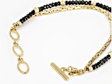 Black Spinel 18k Yellow Gold Over Sterling Silver Double Stranded Bracelet