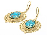 Turquoise Doublet 18k Yellow Gold Over Silver Dangle Earrings