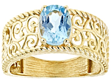 Picture of Sky Blue Topaz 18K Yellow Gold Over Sterling Silver Filigree Ring 0.63ct