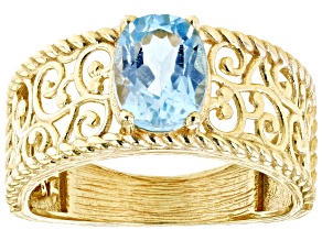 Sky Blue Topaz 18K Yellow Gold Over Sterling Silver Filigree Ring 0.63ct